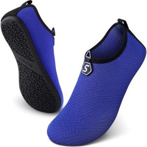 SEEKWAY Water Shoes Quick-Dry Aqua Socks Barefoot Slip-on for Beach Pool Swim River Yoga Lake Surf Women Men Black SK001(3c-743 Blue)