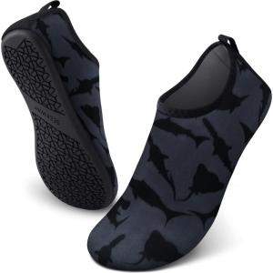 SEEKWAY Water Shoes Quick-Dry Aqua Socks Barefoot Slip-on for Beach Pool Swim River Yoga Lake Surf Women Men Black SK001(7aa-black Shark)