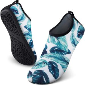 SEEKWAY Water Shoes Quick-Dry Aqua Socks Barefoot Slip-on for Beach Pool Swim River Yoga Lake Surf Women Men Black SK001(7be-mint Leaf)