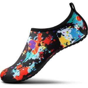 SEEKWAY Water Shoes Women Men Adult Quick-Dry Aqua Socks Barefoot Non Slip for Beach Swim River Pool Lake surf Black SK002(U)(2a-1281 Painted Tie-dye)