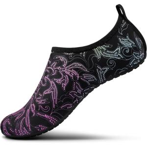 SEEKWAY Water Shoes Women Men Adult Quick-Dry Aqua Socks Barefoot Non Slip for Beach Swim River Pool Lake surf Black SK002(U)(2c-1423 Paisley)