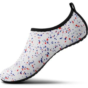 SEEKWAY Water Shoes Women Men Adult Quick-Dry Aqua Socks Barefoot Non Slip for Beach Swim River Pool Lake surf Black SK002(U)(2j-1312 Paint Spot)