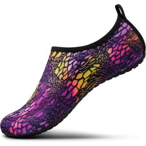 SEEKWAY Water Shoes Women Men Adult Quick-Dry Aqua Socks Barefoot Non Slip for Beach Swim River Pool Lake surf Black SK002(U)(2l-1472 Animal Print)