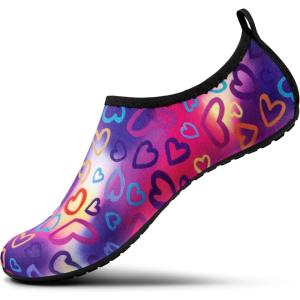 SEEKWAY Water Shoes Women Men Adult Quick-Dry Aqua Socks Barefoot Non Slip for Beach Swim River Pool Lake surf Black SK002(U)(2q-1024 Love Rainbow)