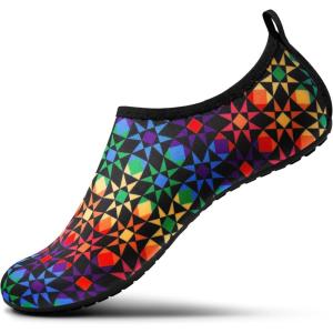 SEEKWAY Water Shoes Women Men Adult Quick-Dry Aqua Socks Barefoot Non Slip for Beach Swim River Pool Lake surf Black SK002(U)(2v-1115 Storm at Sea)