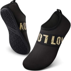 SEEKWAY Water Shoes Women Men Adult Quick-Dry Aqua Socks Barefoot Non Slip for Beach Swim River Pool Lake surf Black SK002(U)(6b-901 Golden)