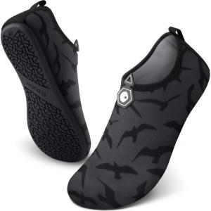 SEEKWAY Water Shoes Women Men Adult Quick-Dry Aqua Socks Barefoot Non Slip for Beach Swim River Pool Lake surf Black SK002(U)(7da-962 Bird)