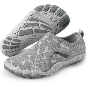 SEEKWAY Barefoot Water Shoes for Kids – Wide Toe Box and Quick-Dry Sand Shoes Toddler for Hiking Swim Beach Pool Kayak Sport Accessories, Camping Essentials Non-Slip for Boys Girls Sizes(4c-203 Light Gray)